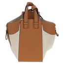 LOEWE Hammock Small Hand Bag Canvas Leather 2way Beige Silver Auth 198601M-2