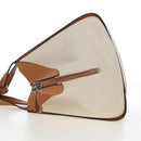 LOEWE Hammock Small Hand Bag Canvas Leather 2way Beige Silver Auth 198601M-3