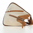 LOEWE Hammock Small Hand Bag Canvas Leather 2way Beige Silver Auth 198601M-4