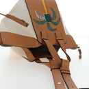 LOEWE Hammock Small Hand Bag Canvas Leather 2way Beige Silver Auth 198601M-14