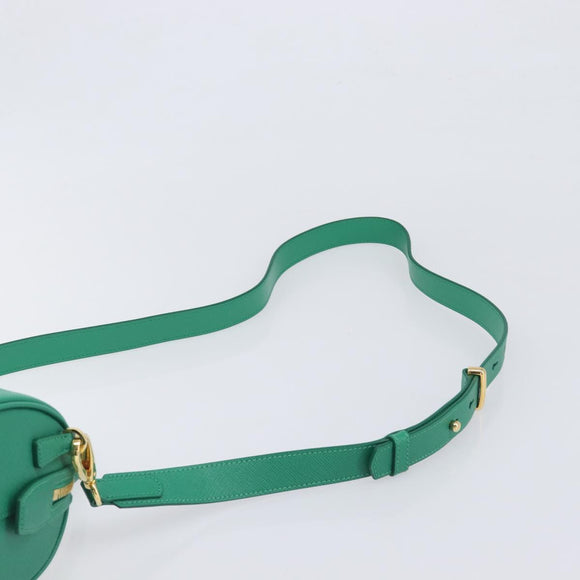 PRADA Hand Bag Safiano Leather 2way Green Gold Auth 198602SAV
