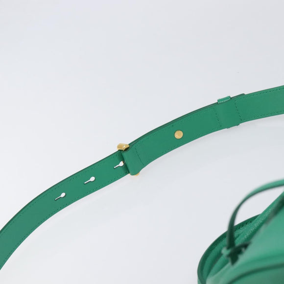 PRADA Hand Bag Safiano Leather 2way Green Gold Auth 198602SAV