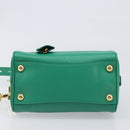 PRADA Hand Bag Safiano Leather 2way Green Gold Auth 198602SAV-12