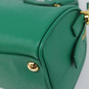 PRADA Hand Bag Safiano Leather 2way Green Gold Auth 198602SAV-13
