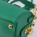 PRADA Hand Bag Safiano Leather 2way Green Gold Auth 198602SAV-15