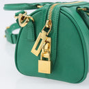 PRADA Hand Bag Safiano Leather 2way Green Gold Auth 198602SAV-19