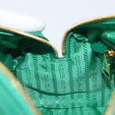PRADA Hand Bag Safiano Leather 2way Green Gold Auth 198602SAV-23