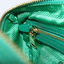 PRADA Hand Bag Safiano Leather 2way Green Gold Auth 198602SAV-24