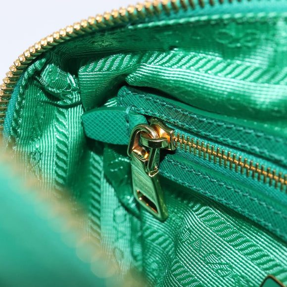 PRADA Hand Bag Safiano Leather 2way Green Gold Auth 198602SAV