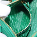PRADA Hand Bag Safiano Leather 2way Green Gold Auth 198602SAV-25