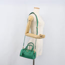 PRADA Hand Bag Safiano Leather 2way Green Gold Auth 198602SAV-27