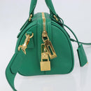 PRADA Hand Bag Safiano Leather 2way Green Gold Auth 198602SAV-5