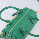 PRADA Hand Bag Safiano Leather 2way Green Gold Auth 198602SAV-6