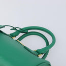 PRADA Hand Bag Safiano Leather 2way Green Gold Auth 198602SAV-8
