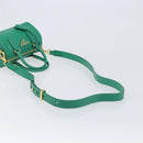 PRADA Hand Bag Safiano Leather 2way Green Gold Auth 198602SAV-9