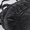 PRADA Nappa Goful Hand Bag Leather 2way Black Gold BN1407 Auth 198604A-13