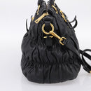 PRADA Nappa Goful Hand Bag Leather 2way Black Gold BN1407 Auth 198604A-4