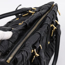 PRADA Nappa Goful Hand Bag Leather 2way Black Gold BN1407 Auth 198604A-6