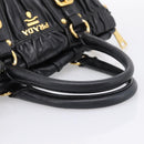 PRADA Nappa Goful Hand Bag Leather 2way Black Gold BN1407 Auth 198604A-7
