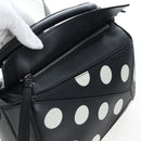 LOEWE Puzzle 10 Puzzle Bag Small Leather 2way Black Silver Auth 198606SM-22