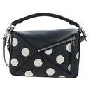 LOEWE Puzzle 10 Puzzle Bag Small Leather 2way Black Silver Auth 198606SM-2