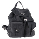 PRADA Backpack Leather Black Silver 1BZ677 Auth 198608V-1