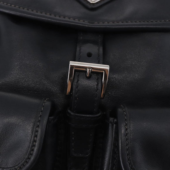 PRADA Backpack Leather Black Silver 1BZ677 Auth 198608V