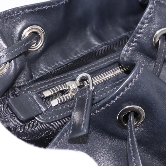 PRADA Backpack Leather Black Silver 1BZ677 Auth 198608V