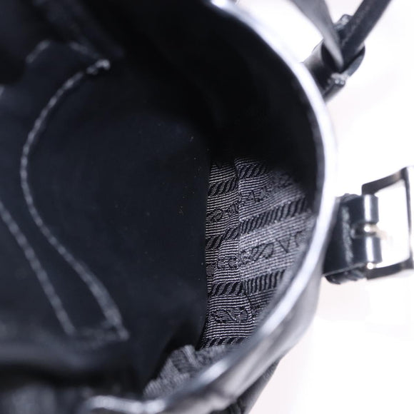 PRADA Backpack Leather Black Silver 1BZ677 Auth 198608V
