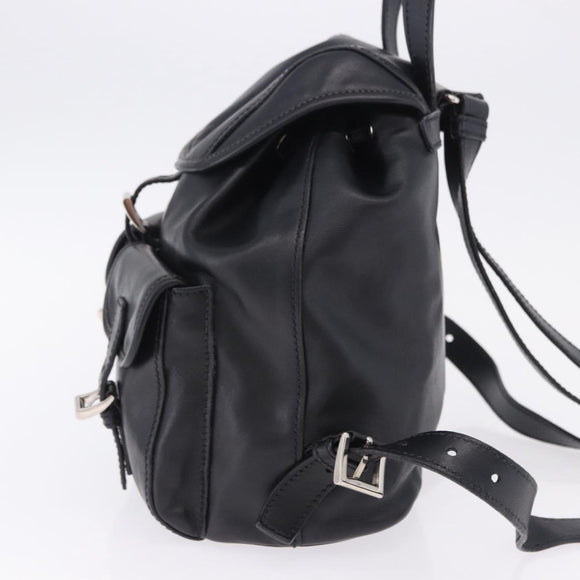 PRADA Backpack Leather Black Silver 1BZ677 Auth 198608V