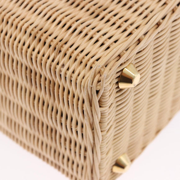 PRADA Wicker Canapa Hand Bag Rattan 2way Beige Gold 1BG835 Auth 198609SAM