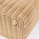 PRADA Wicker Canapa Hand Bag Rattan 2way Beige Gold 1BG835 Auth 198609SAM-19