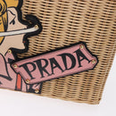 PRADA Wicker Canapa Hand Bag Rattan 2way Beige Gold 1BG835 Auth 198609SAM-21