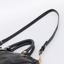 Miu Miu Hand Bag Leather 2way Black Gold Auth 198610M-14
