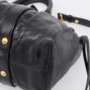 Miu Miu Hand Bag Leather 2way Black Gold Auth 198610M-15