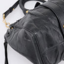 Miu Miu Hand Bag Leather 2way Black Gold Auth 198610M-16