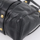 Miu Miu Hand Bag Leather 2way Black Gold Auth 198610M-17