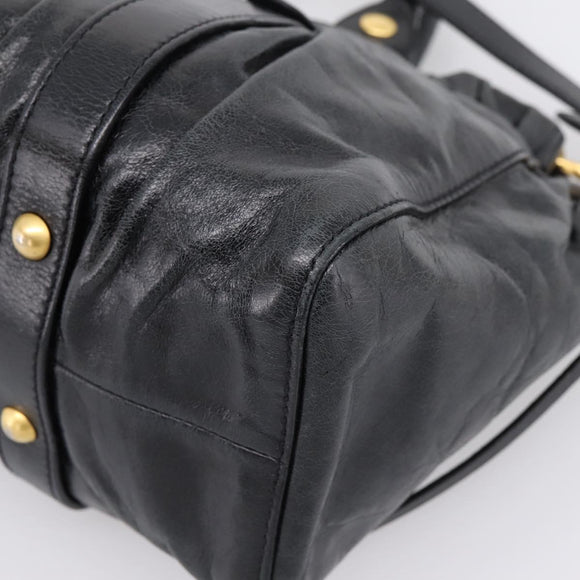 Miu Miu Hand Bag Leather 2way Black Gold Auth 198610M