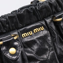 Miu Miu Hand Bag Leather 2way Black Gold Auth 198610M-18