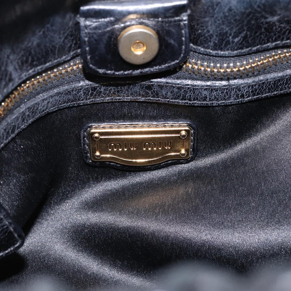 Miu Miu Hand Bag Leather 2way Black Gold Auth 198610M