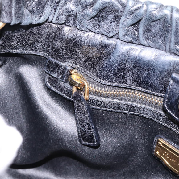 Miu Miu Hand Bag Leather 2way Black Gold Auth 198610M