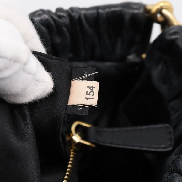 Miu Miu Hand Bag Leather 2way Black Gold Auth 198610M