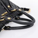 Miu Miu Hand Bag Leather 2way Black Gold Auth 198610M-7