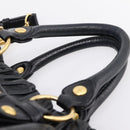 Miu Miu Hand Bag Leather 2way Black Gold Auth 198610M-8