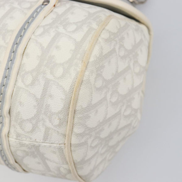 Christian Dior Trotter Canvas Romantic Bag PVC White Silver Auth 198611V