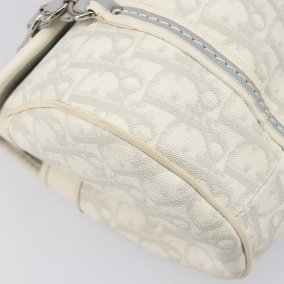 Christian Dior Trotter Canvas Romantic Bag PVC White Silver Auth 198611V