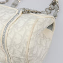 Christian Dior Trotter Canvas Romantic Bag PVC White Silver Auth 198611V-16