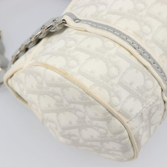 Christian Dior Trotter Canvas Romantic Bag PVC White Silver Auth 198611V