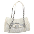 Christian Dior Trotter Canvas Romantic Bag PVC White Silver Auth 198611V-13