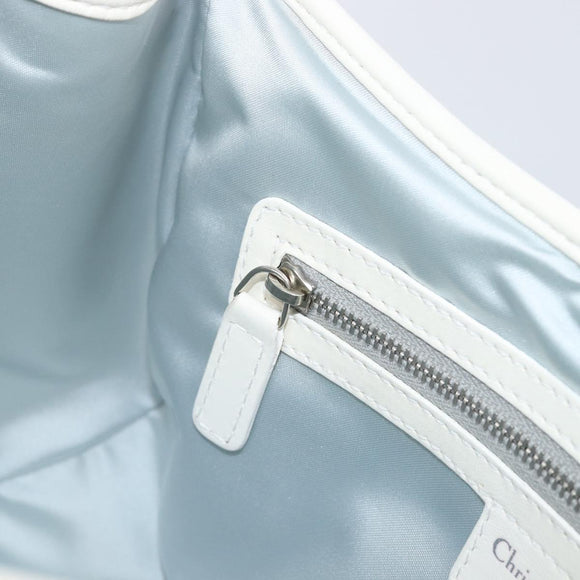 Christian Dior Trotter Canvas Romantic Bag PVC White Silver Auth 198611V